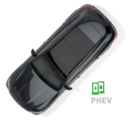 An aerial shot of the GLE 450e 4MATIC SUV in black.