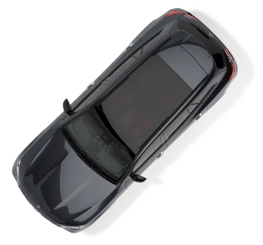 An aerial shot of the GLE 450e 4MATIC SUV in black.