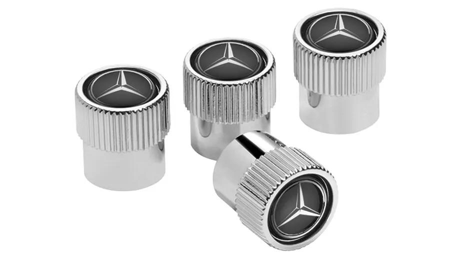 FInnrl Suitable for Mercedes-Benz C E S M CLK GLK GL A B AMG GLS GLE AMG 4 Pieces of tire Valve stem Cap Mouth Logo Shape Decoration Accessories，Black 