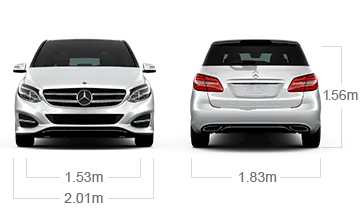 model front and back view diensions