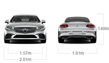 model front and back view diensions