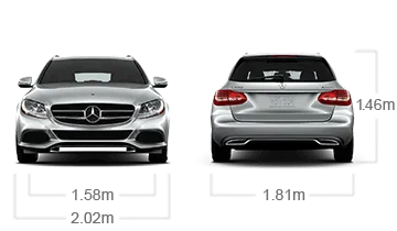 model front and back view diensions