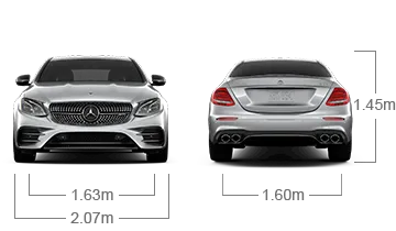 model front and back view diensions