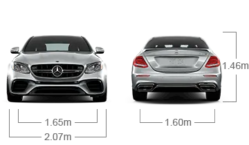 model front and back view diensions