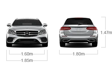 model front and back view diensions