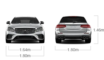 model front and back view diensions