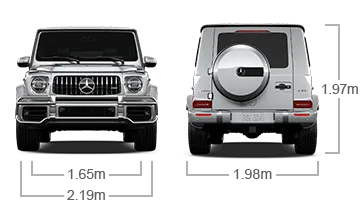 model front and back view diensions