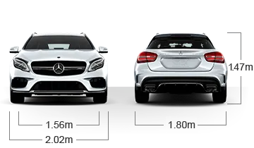 model front and back view diensions
