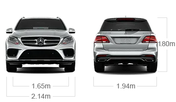 model front and back view diensions