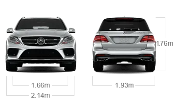 model front and back view diensions