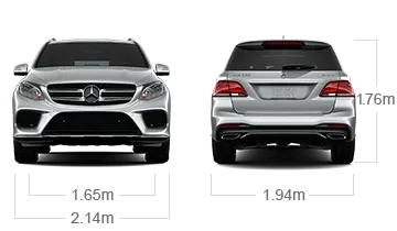 model front and back view diensions
