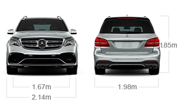 model front and back view diensions