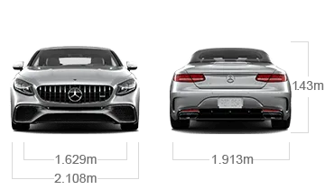 model front and back view diensions