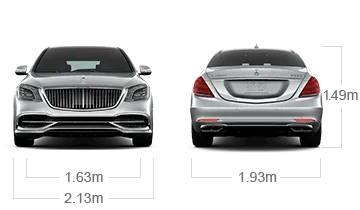 model front and back view diensions