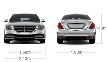 model front and back view diensions