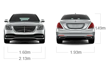 model front and back view diensions