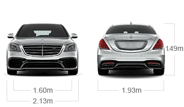 model front and back view diensions