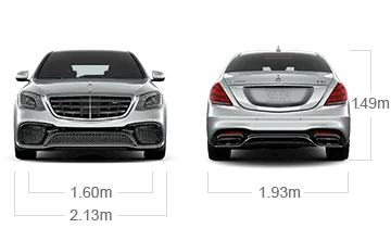 model front and back view diensions