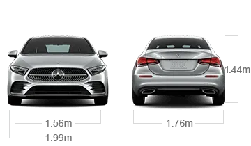 model front and back view diensions