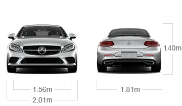 model front and back view diensions
