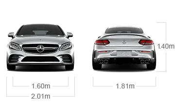 model front and back view diensions