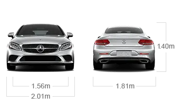 model front and back view diensions