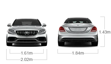 model front and back view diensions
