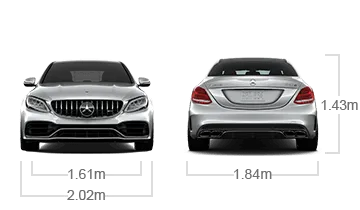 model front and back view diensions