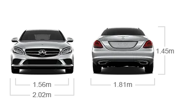 model front and back view diensions