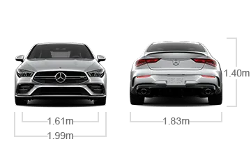 model front and back view diensions