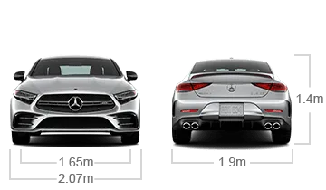 model front and back view diensions