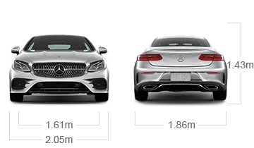 model front and back view diensions