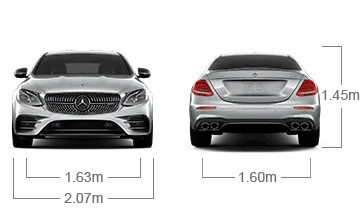 model front and back view diensions