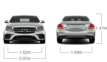 model front and back view diensions