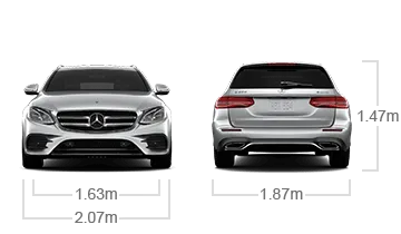 model front and back view diensions