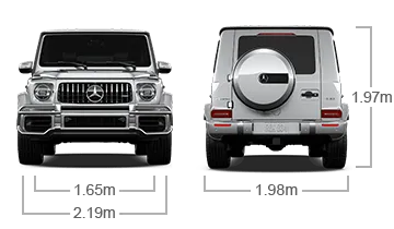 model front and back view diensions