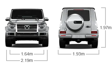 model front and back view diensions