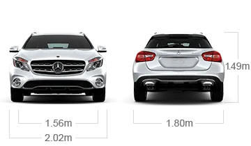 model front and back view diensions