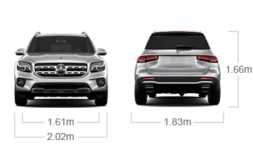 model front and back view diensions