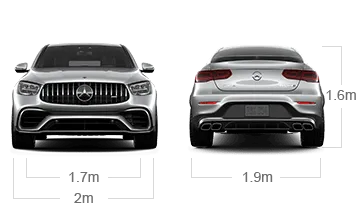 model front and back view diensions