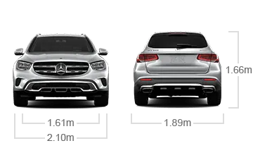 model front and back view diensions
