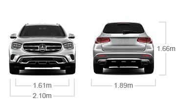 model front and back view diensions