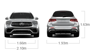 model front and back view diensions