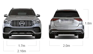 model front and back view diensions