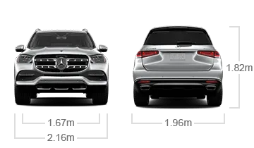 model front and back view diensions
