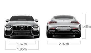 model front and back view diensions