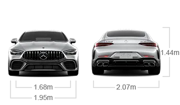 model front and back view diensions