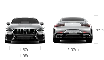 model front and back view diensions