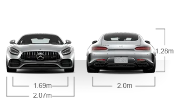model front and back view diensions