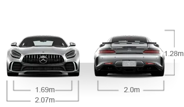 model front and back view diensions